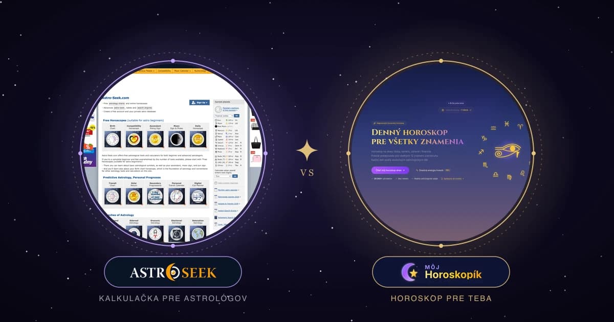 Astro-Seek vs moj-horoskopik.sk porovnanie 2026: funkcie, presnosť, ceny