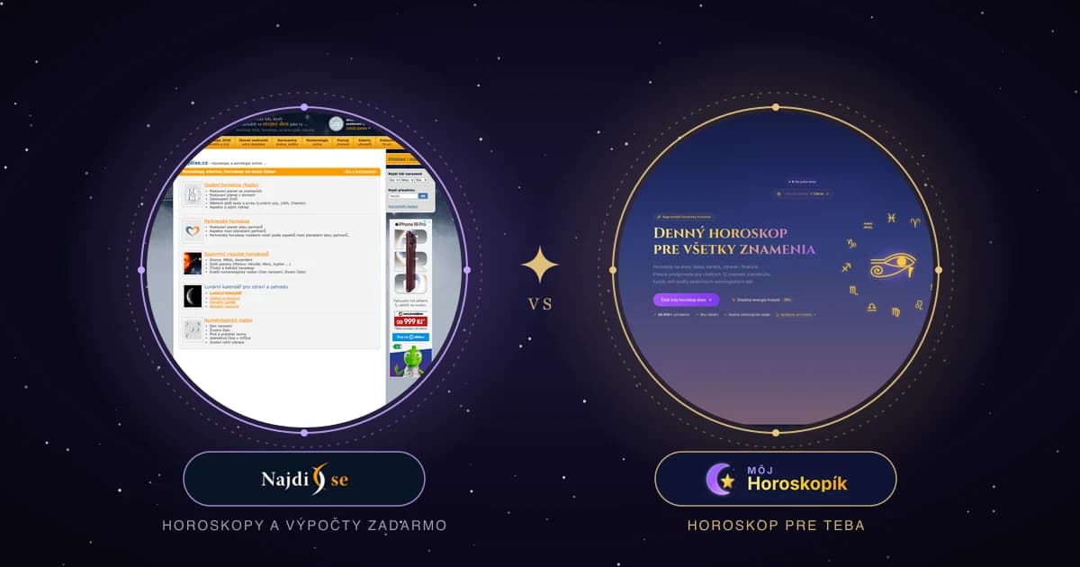 Najdise.cz vs moj-horoskopik.sk porovnanie 2026: funkcie, presnosť, ceny
