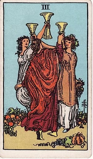 Trojka pohárů — tarot karta