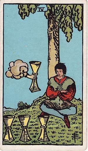 Čtyřka pohárů — tarot karta