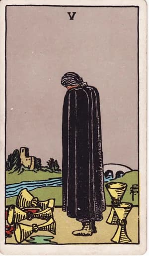 Pětka pohárů — tarot karta