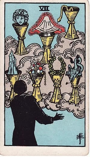 Sedmička pohárů — tarot karta