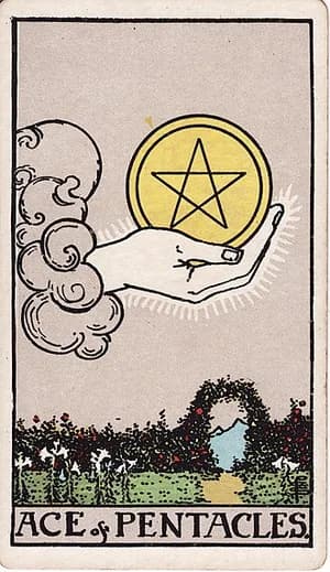 Eso pentaklů — tarot karta