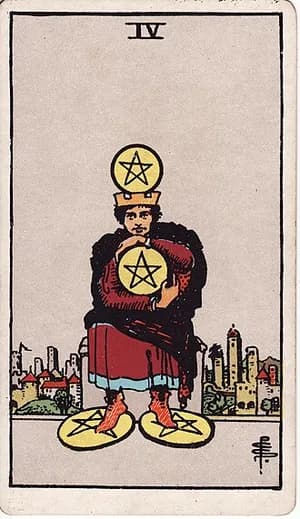 Čtyřka pentaklů — tarot karta