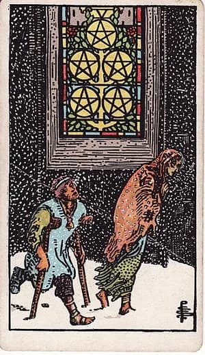Pětka pentaklů — tarot karta