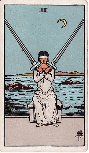 Dvojka mečů — tarot karta