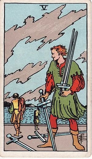 Pětka mečů — tarot karta