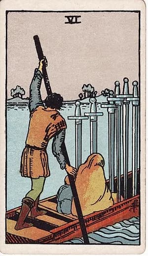 Šestka mečů — tarot karta