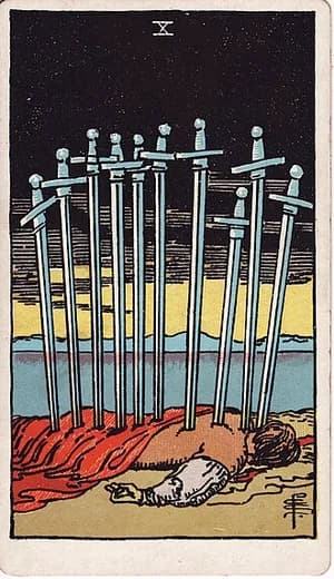 Desítka mečů — tarot karta