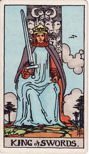 Král mečů — tarot karta Rider-Waite-Smith (King of Swords)