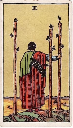 Trojka holí — tarot karta