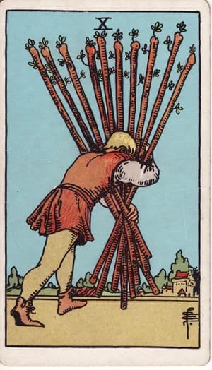Desítka holí — tarot karta