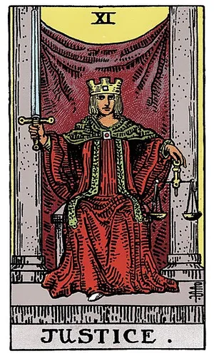 Spravodlivosť, tarot karta Rider-Waite-Smith
