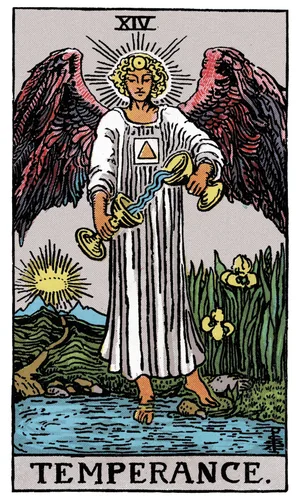 Miernosť, tarot karta Rider-Waite-Smith
