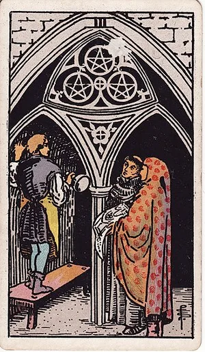 Pentaklov, tarot karta Rider-Waite-Smith