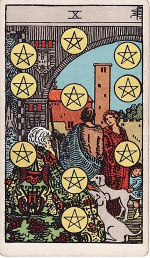 Pentaklov, tarot karta Rider-Waite-Smith