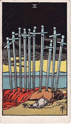 Mečov, tarot karta Rider-Waite-Smith